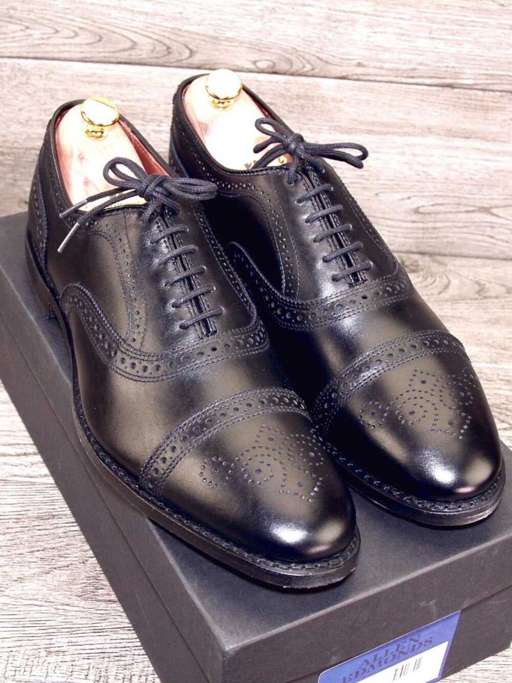 * NIB * $425 Allen Edmonds STRAND 13 B Narrow Black * add $15 new Trees